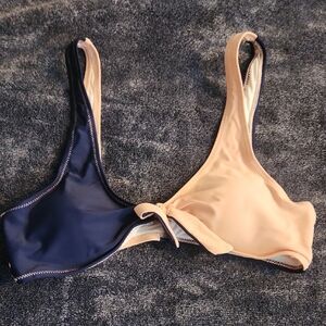 Cupshe Navy and Beige Bikini Top And Bottom. New With Tags